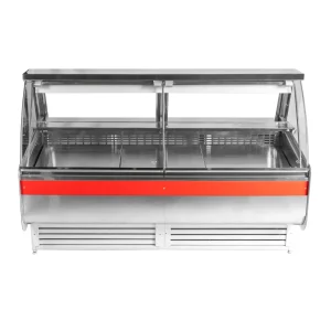 VITRINA REFRIGERADA VIDRIO CURVO ALZABLE C/BODEGA PARA QUESOS Y CECINAS 1.5 MTS