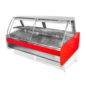 VITRINA REFRIGERADA VIDRIO CURVO ALZABLE C/BODEGA PARA QUESOS Y CECINAS 2.0 MTS