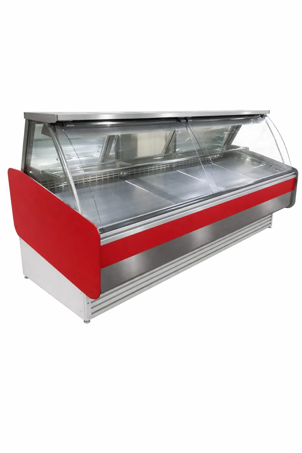 VITRINA REFRIGERADA VIDRIO CURVO ALZABLE C/BODEGA PARA QUESOS Y CECINAS 2.5 MTS