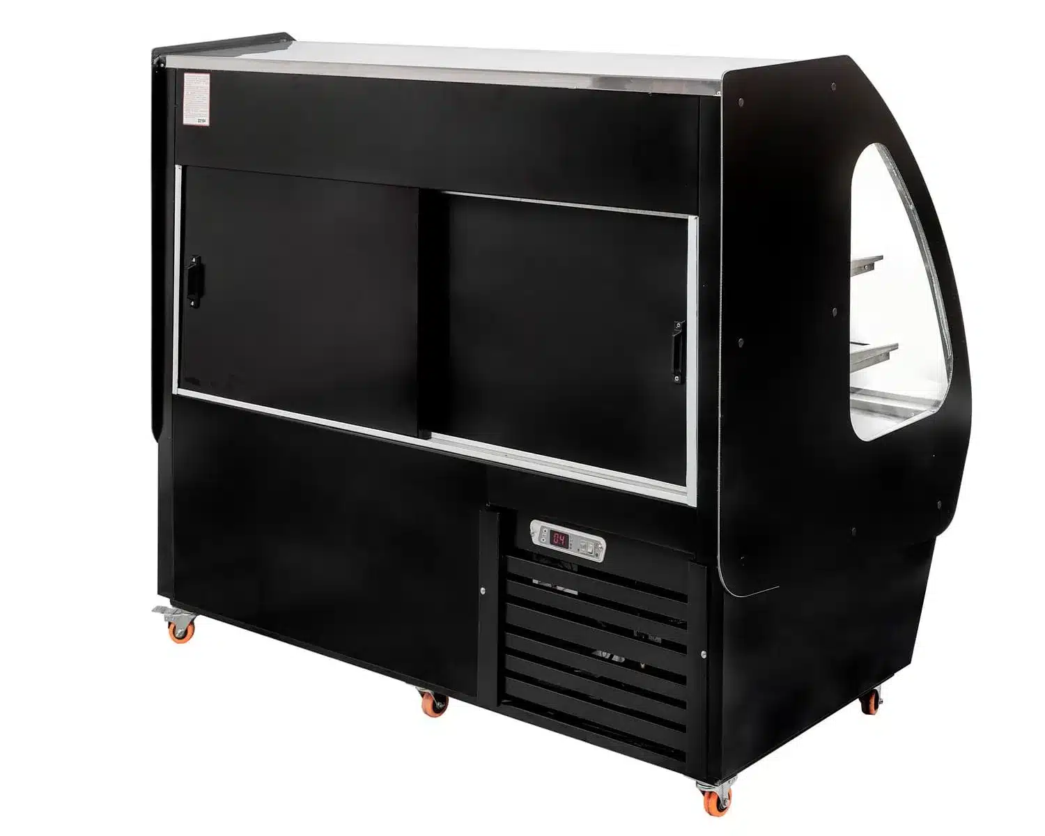 VITRINA VIDRIO CURVO C/BODEGA FULL ACERO 1.2 MTS - Imagen 2