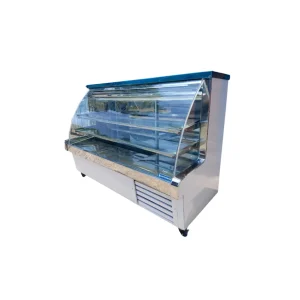 VITRINA VIDRIO CURVO C/BODEGA FULL ACERO 1.0 MTS